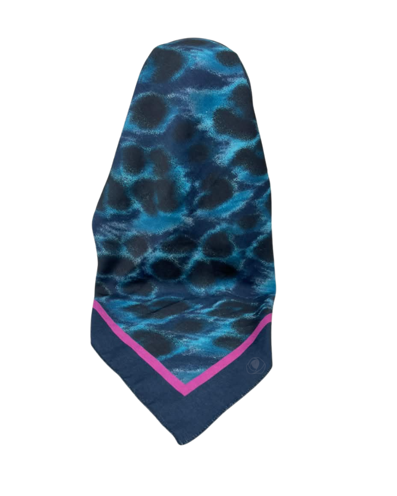 It's Younique Turquoise/Black Animal Print with Ink Border Pre-Tied Open Back Bandanna with Velvet Grip