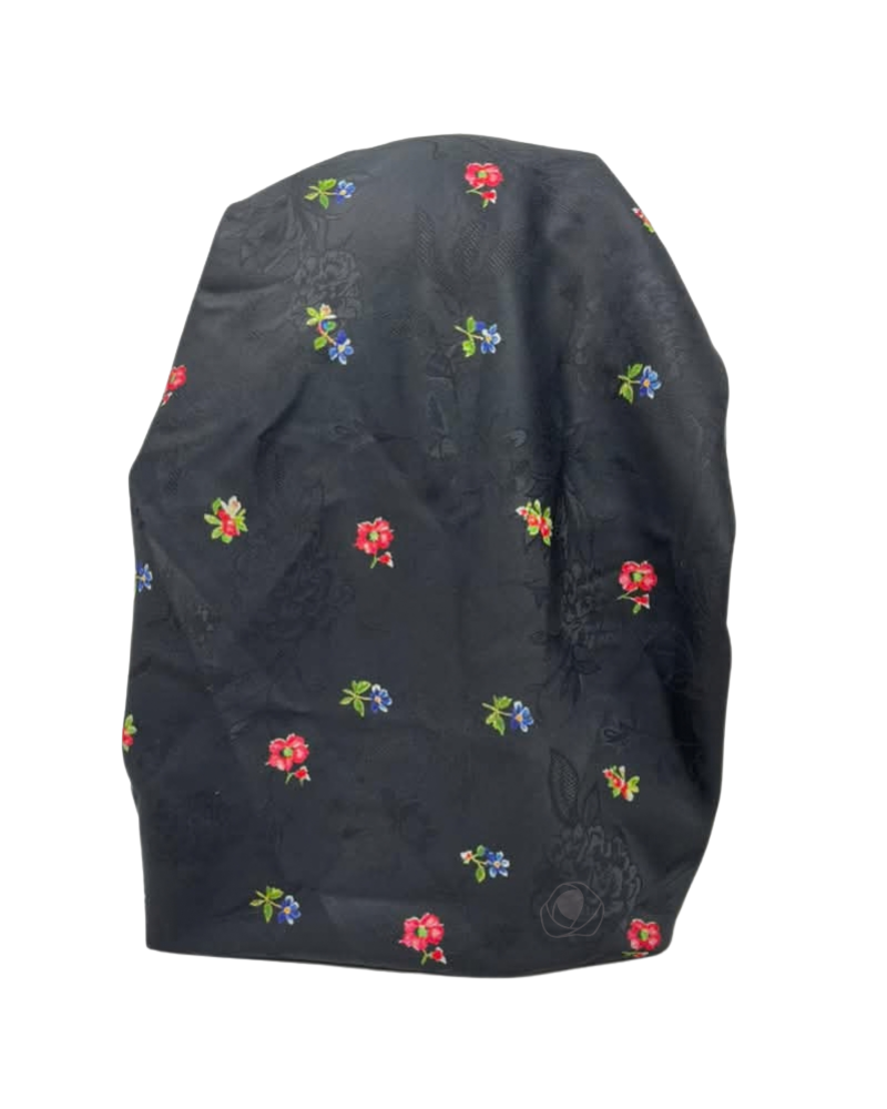 Lizi Headwear Jewel Blossom Silk Prints Open Back Adjustable Pre-Tied Bandanna with Velvet Grip