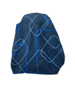 It's Younique Blue Squiggles on Solid Wave Fabric Pre-Tied Open Back Bandanna with Velvet Grip