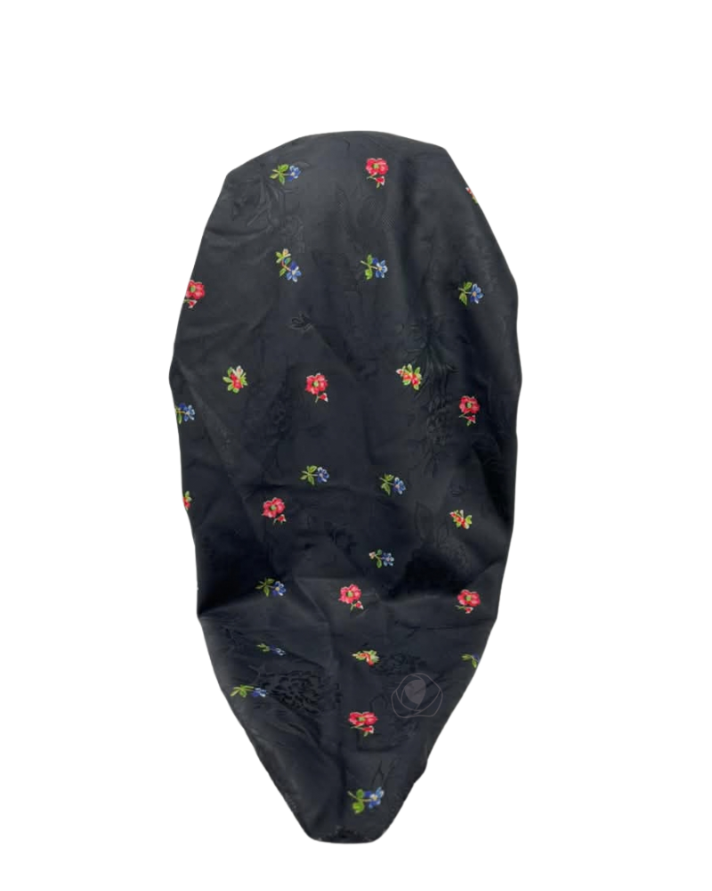 Lizi Headwear Jewel Blossom Silk Prints Open Back Adjustable Pre-Tied Bandanna with Velvet Grip