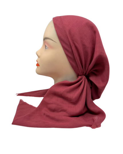 Cherie Raspberry Solid Fringe Edge Adjustable Closed Back Pre-Tied Bandanna