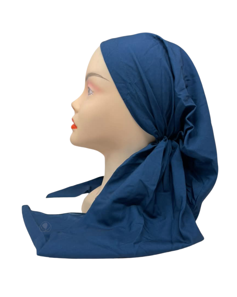 Lizi Headwear Solid Blue Open Back Adjustable Pre-Tied Bandanna with Velvet Grip