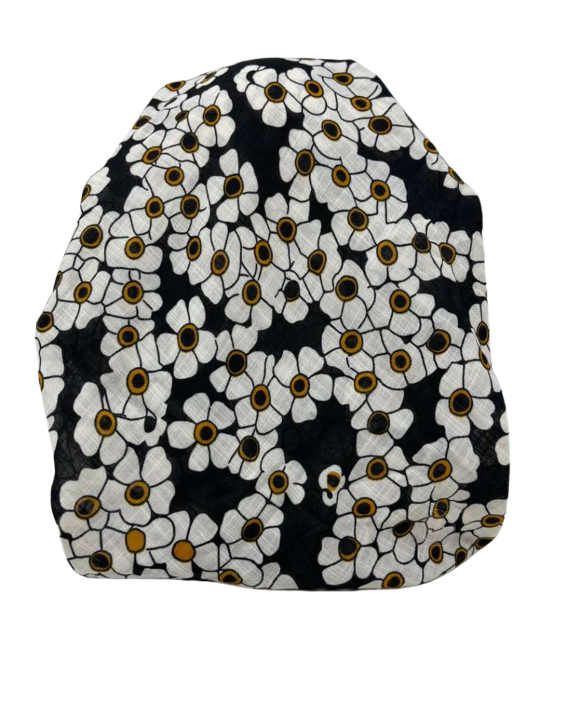 Cherie Ivory Floral Design Adjustable Pre-Tied Open Back Bandanna