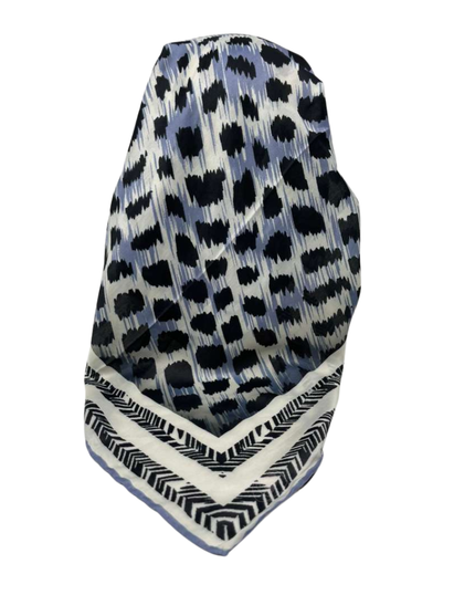 It's Younique Slate Blue/Cream Animal Spots Pre-Tied Open Back Bandanna with Velvet Grip