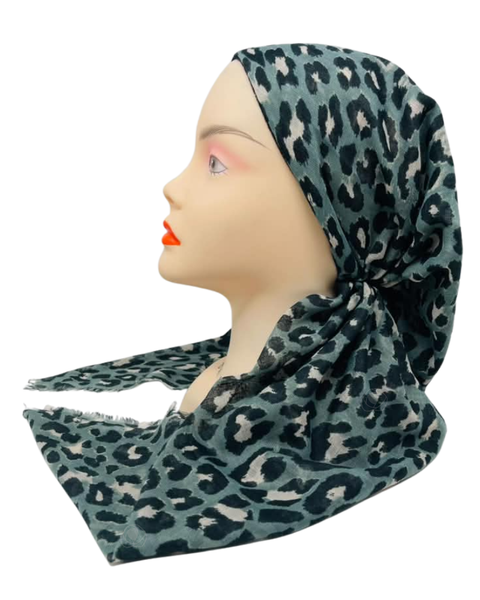 Revaz Olive Leopard Adjustable Pre-Tied Bandanna with Velvet Grip