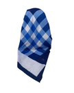 It's Younique Shades of Blue Plaid in Wave Fabric Pre-Tied Open Back Bandanna with Velvet Grip