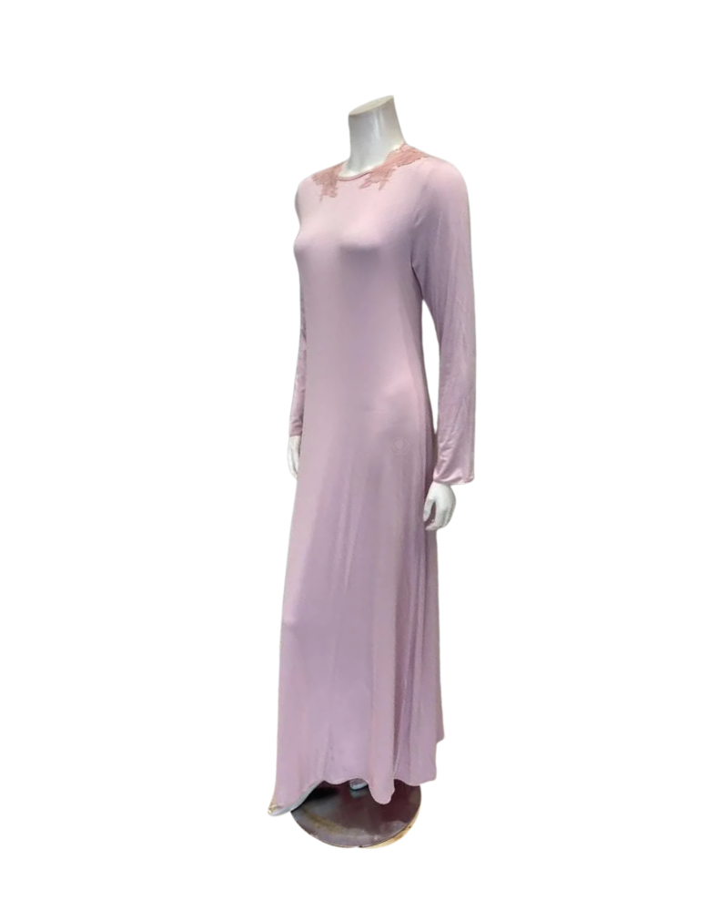 Verdiani Azalea Lace Applique Pink Pull On Modal Nightgown