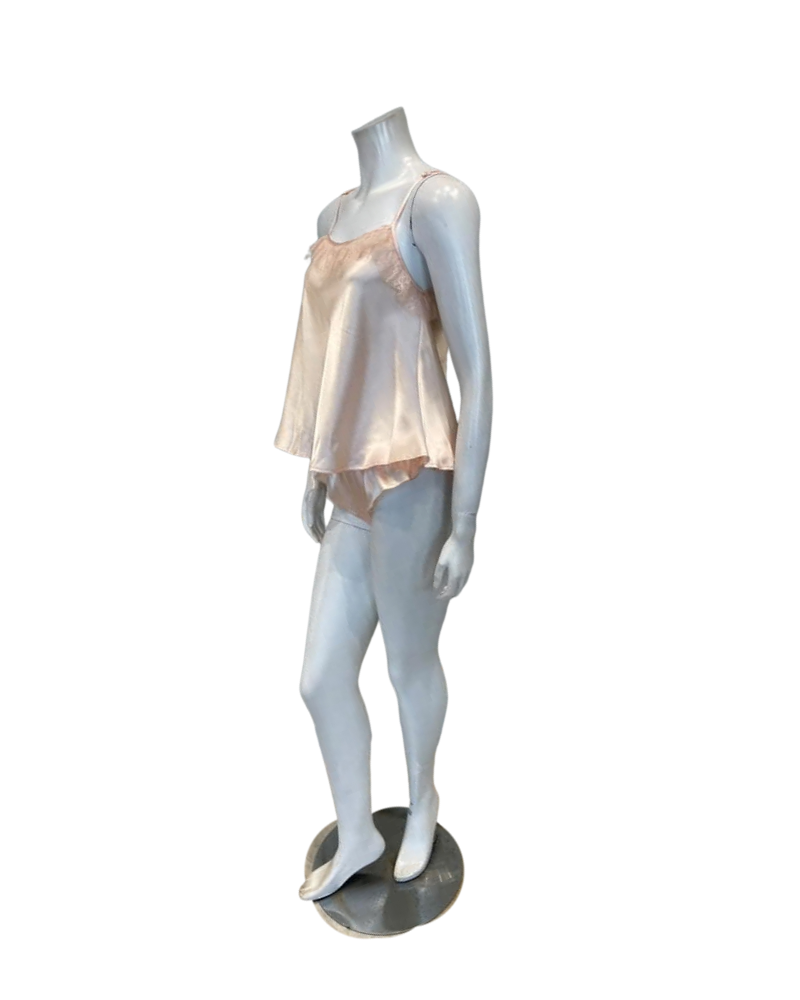 Madeleine Fig Brigitte Pink Satin Poly Lace Cami & Panty Set
