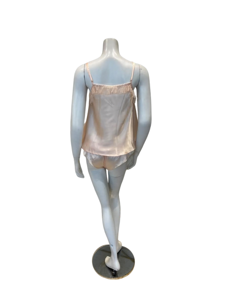 Madeleine Fig Brigitte Pink Satin Poly Lace Cami & Panty Set