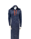 Sparrow Blue Tie Dye Jersey Snap Front Hooded Lounger Morning Robe