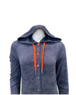 Sparrow Blue Tie Dye Jersey Snap Front Hooded Lounger Morning Robe