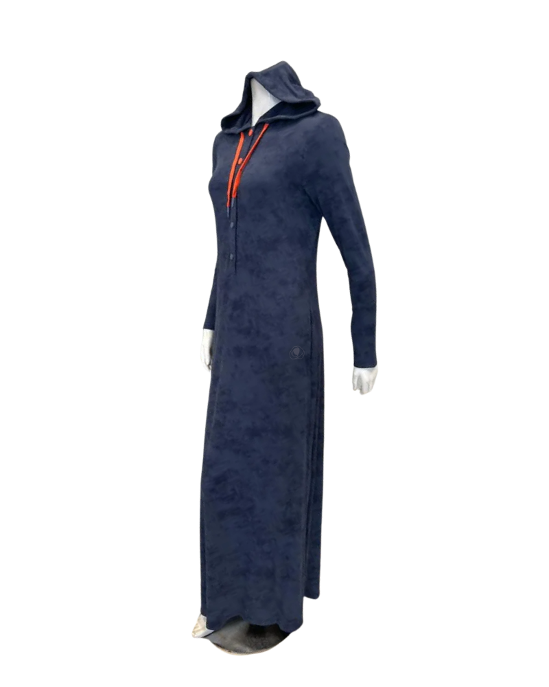 Sparrow Blue Tie Dye Jersey Snap Front Hooded Lounger Morning Robe
