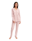 Calida Peach Rose Night Lovers Button Down Long Sleeve & Long Pants Cotton Pajamas Set
