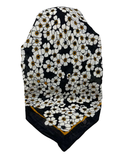 Cherie Ivory Floral Design Adjustable Pre-Tied Open Back Bandanna