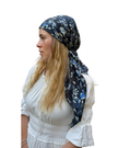 Scarf Bar Navy Blossom Square Scarf with Invisible Grip