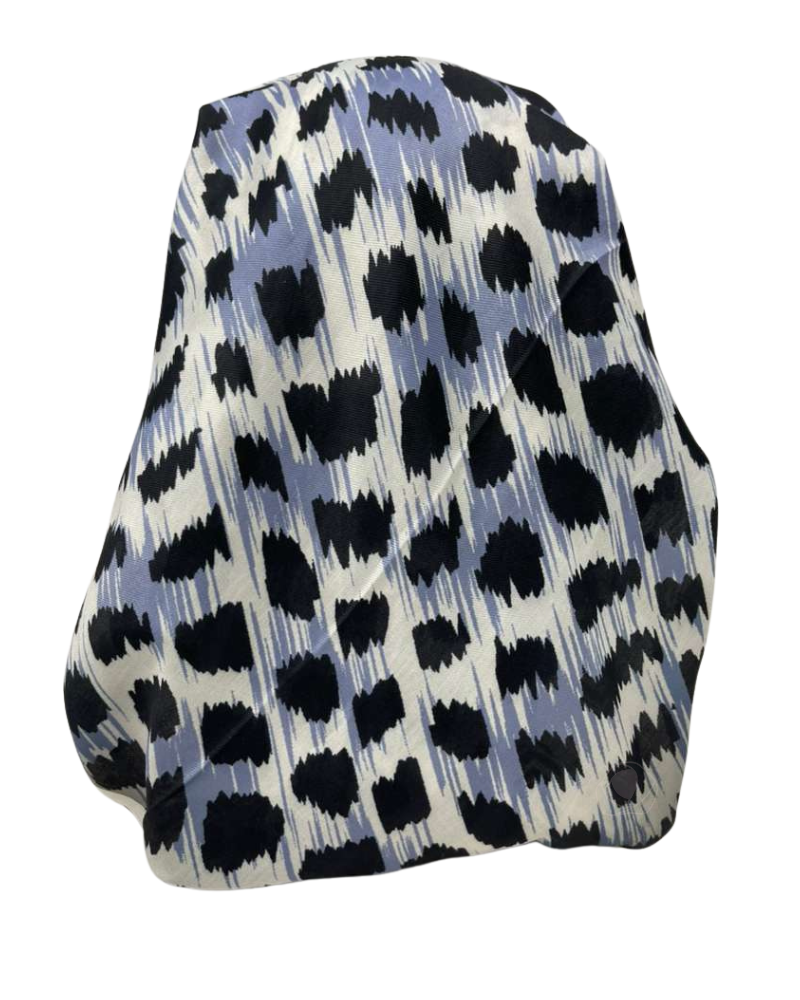 It's Younique Slate Blue/Cream Animal Spots Pre-Tied Open Back Bandanna with Velvet Grip