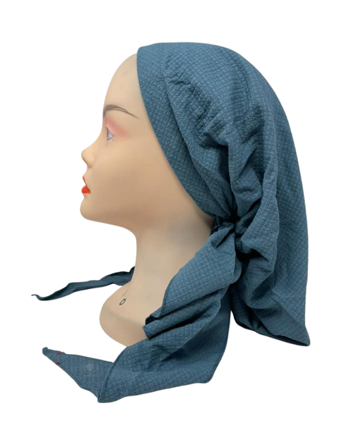 Lizi Headwear Teal Waffle Open Back Adjustable Pre-Tied Bandanna with Velvet Grip