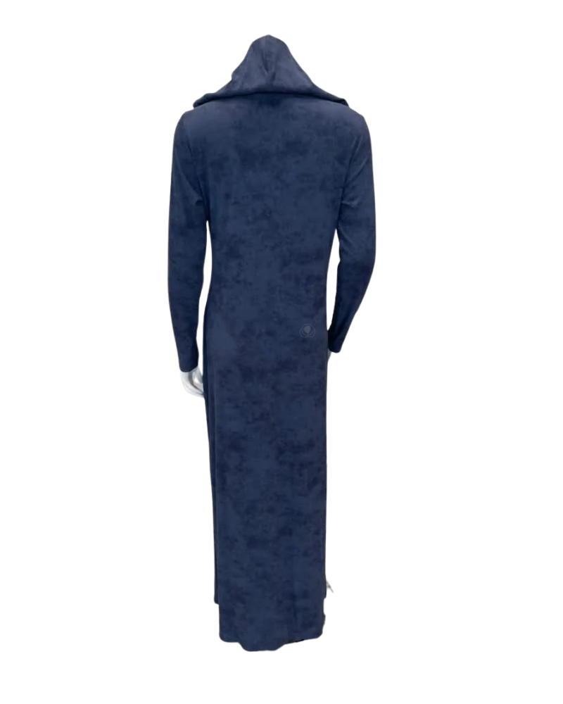 Sparrow Blue Tie Dye Jersey Snap Front Hooded Lounger Morning Robe