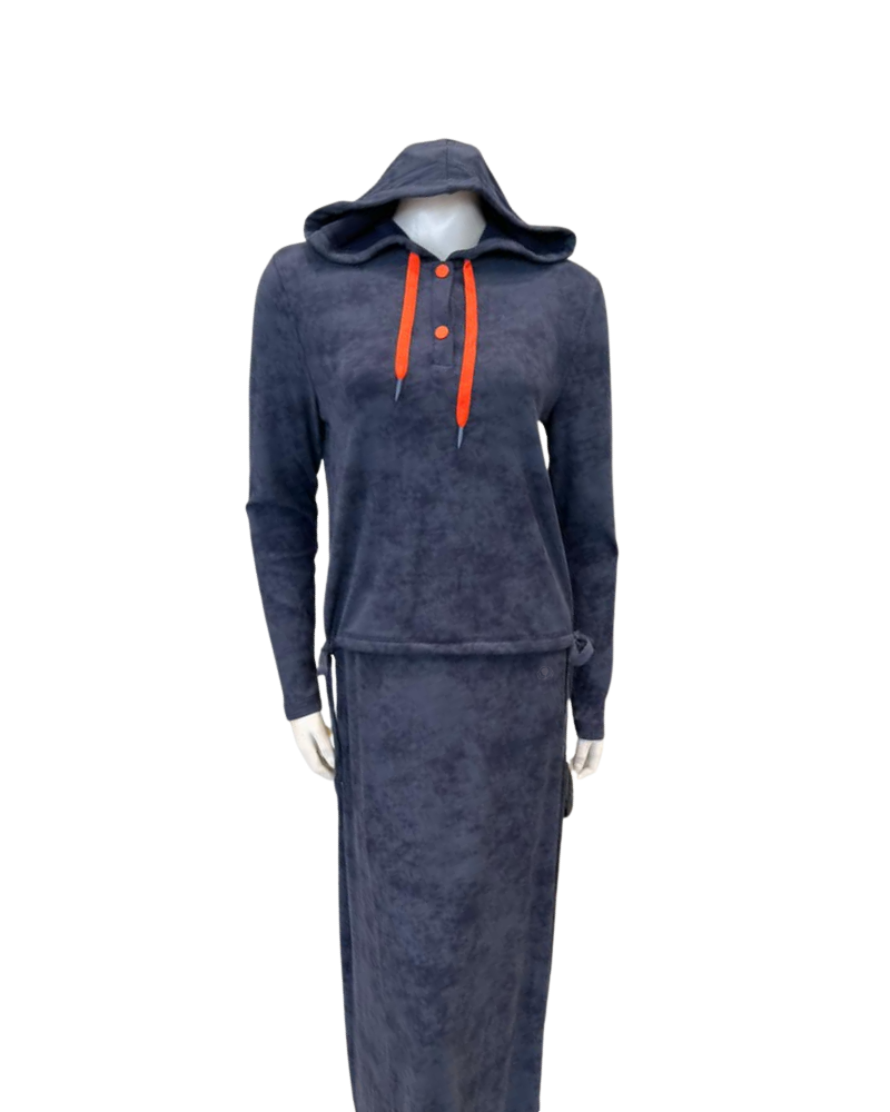 Sparrow Blue Tie Dye Bungee Cord Hoodie & Maxi Skirt Lounge Set