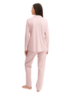 Calida Peach Rose Night Lovers Button Down Long Sleeve & Long Pants Cotton Pajamas Set