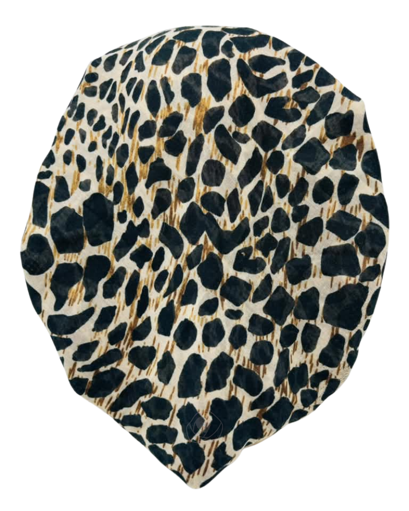 Revaz Brown Leopard Border Adjustable Pre-Tied Bandanna with Velvet Grip