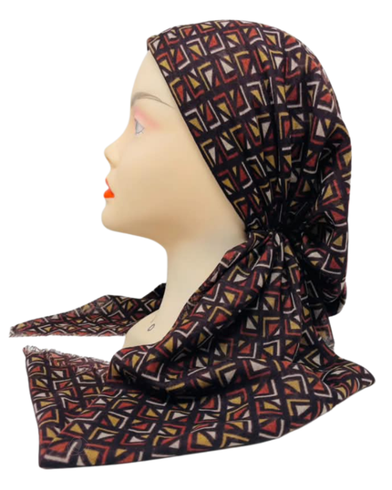 Revaz Brown Diamond Adjustable Pre-Tied Bandanna with Velvet Grip