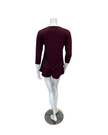 Oh! Zuza Maroon V Neck Lace Modal 3/4 Sleeve & Shorts Pajamas Set