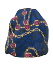 It's Younique Navy/Black Pink Jewels Cains Shimmer Pre-Tied Open Back Bandanna with Velvet Grip