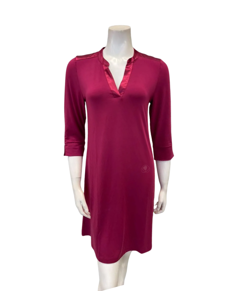 Fleur't Dark Cherry 3/4 Sleeve with Pockets Modal Nightshirt