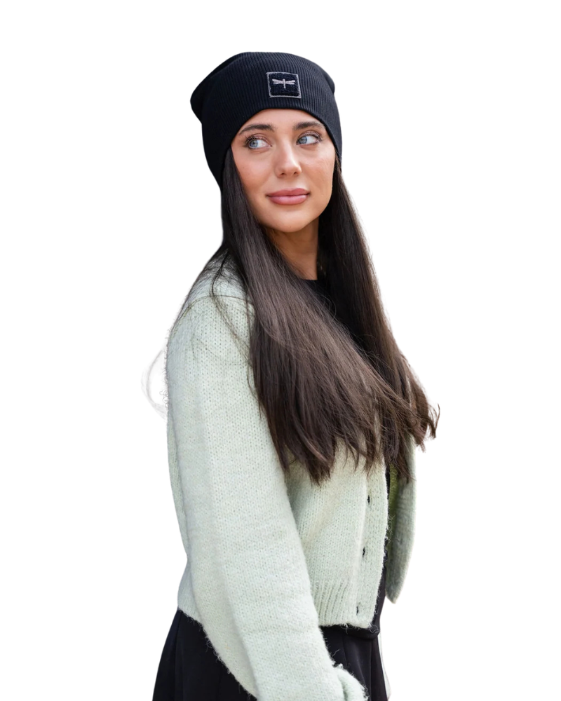 Tal New York The Gunmetal Sherpa Black Ribbed Beanie