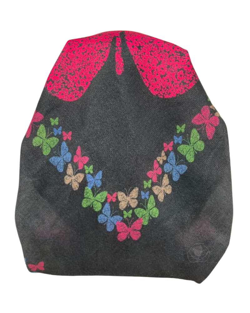 It's Younique Multicolor Butterfly Shimmer Pre-Tied Open Back Bandanna with Velvet Grip