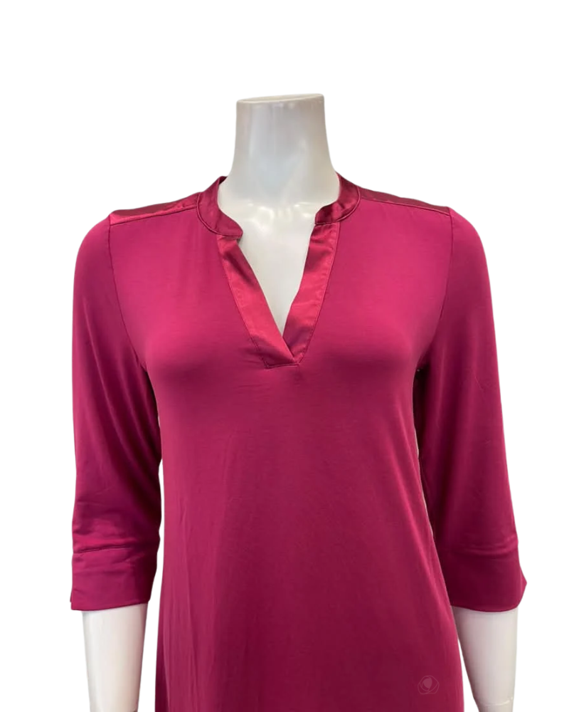 Fleur't Dark Cherry 3/4 Sleeve with Pockets Modal Nightshirt