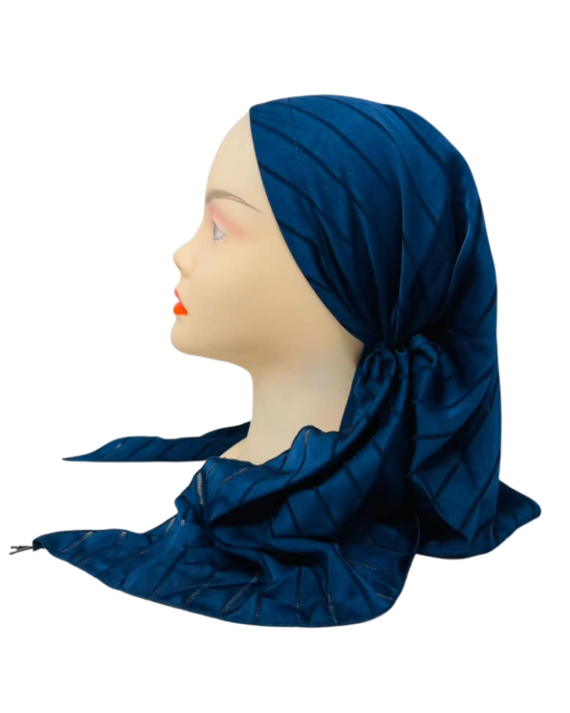 Ahead Navy Pearlsoft Versatile Style Long Tails Open Back Pre-Tied Bandanna
