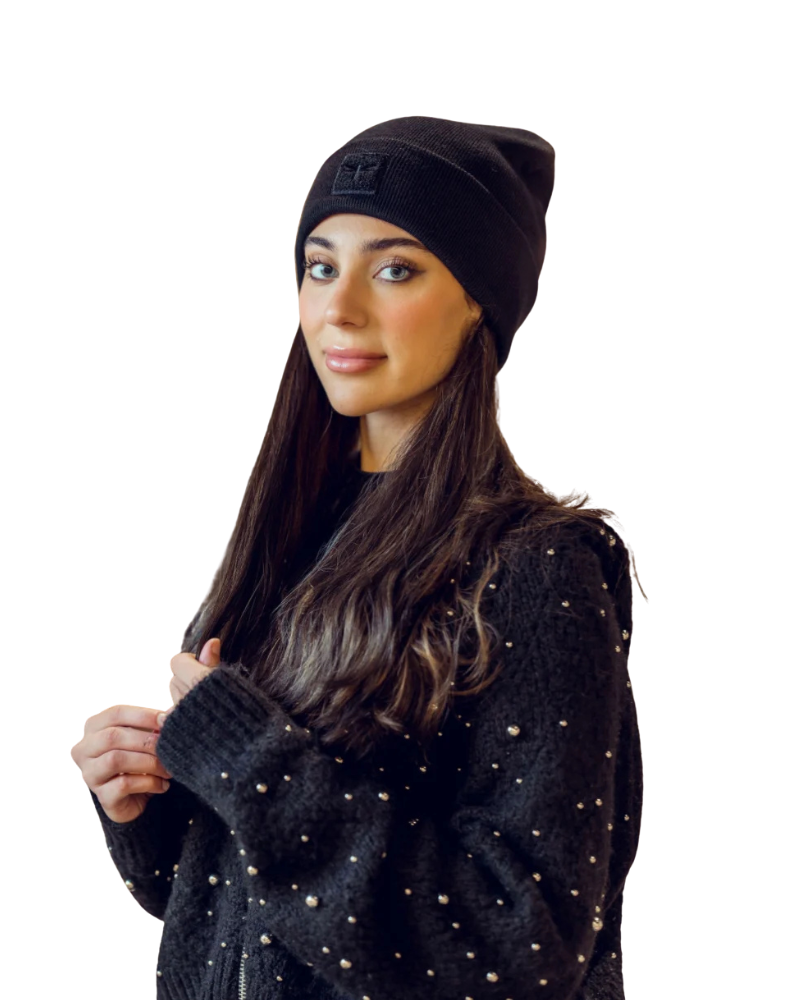 Tal New York Black The Sherpa Logo Monochrome Edit Beanie
