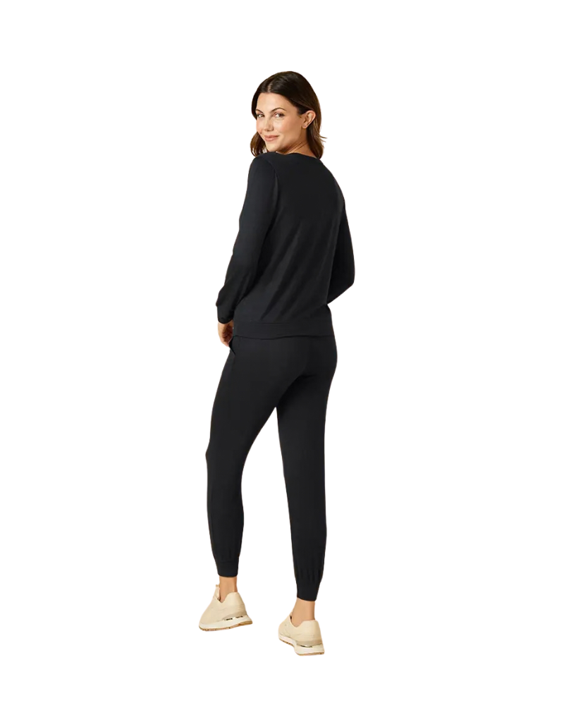 Softies Black Dream Jersey Crew Neck Top & Jogger Pants Pajamas Set