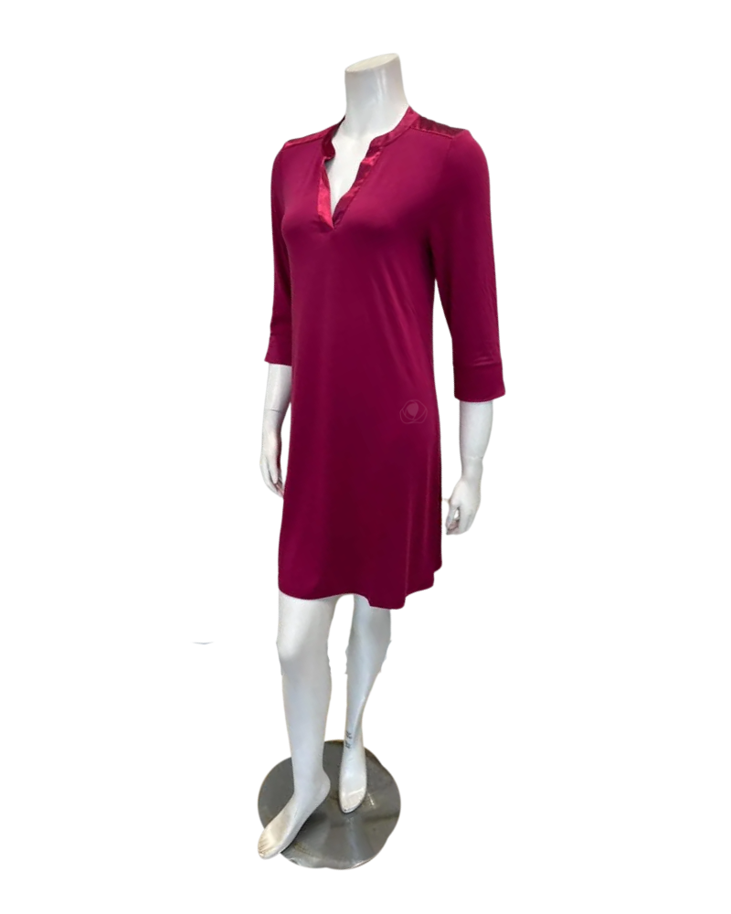 Fleur't Dark Cherry 3/4 Sleeve with Pockets Modal Nightshirt
