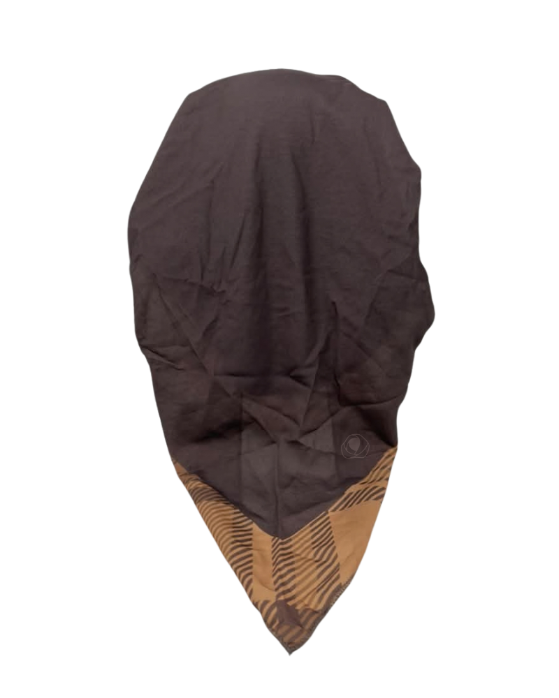 Lizi Headwear Cocoa Plaid Border Open Back Adjustable Pre-Tied Bandanna with Velvet Grip