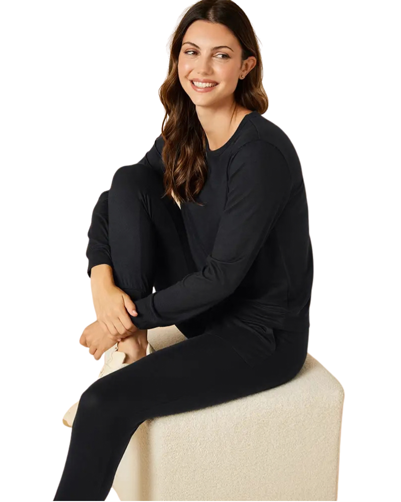 Softies Black Dream Jersey Crew Neck Top & Jogger Pants Pajamas Set