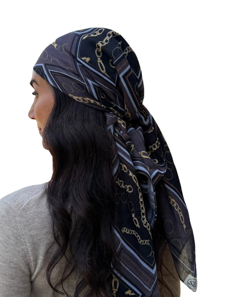 Scarf Bar Kensington Chain Square Scarf with Invisible Grip