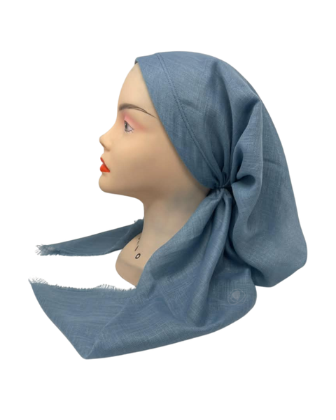 It's Younique Solid Shimmer Light Ice Blue Pre-Tied Open Back Bandanna with Velvet Grip