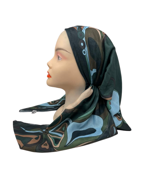 Tal New York Olive Pucci Open Back Pre-Tied Bandanna with Velvet Grip