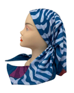 It's Younique Blue/White Stripped Animal Print Pre-Tied Open Back Bandanna with Velvet Grip