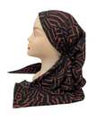 It's Younique Black/Paprika Print Crinkle Pre-Tied Open Back Bandanna with Velvet Grip