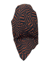 It's Younique Black/Paprika Print Crinkle Pre-Tied Open Back Bandanna with Velvet Grip