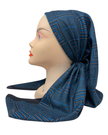 It's Younique Teal/Grey Geometric Pre-Tied Open Back Bandanna with Velvet Grip