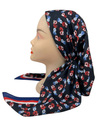 It's Younique Red/White/Blue Small Flowers Pre-Tied Open Back Bandanna with Velvet Grip