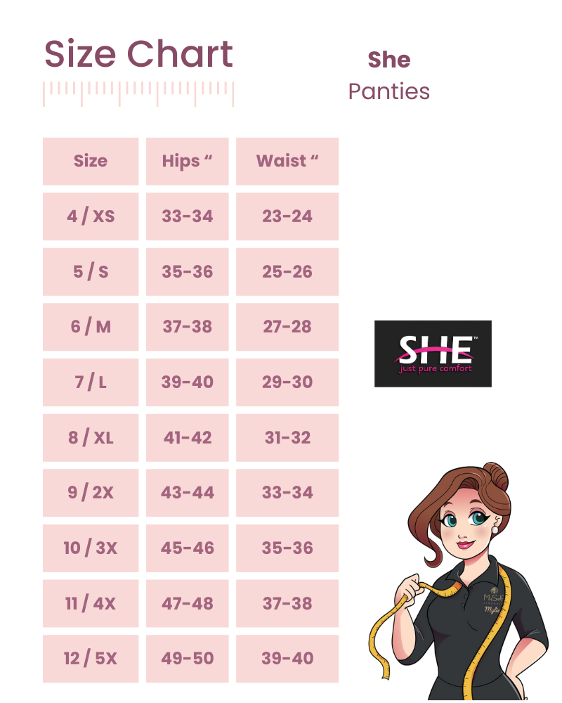 SHE Panties Size Guide