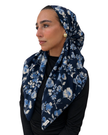 Scarf Bar Navy Blossom Classic Pre-Tied Bandanna with Velvet Grip