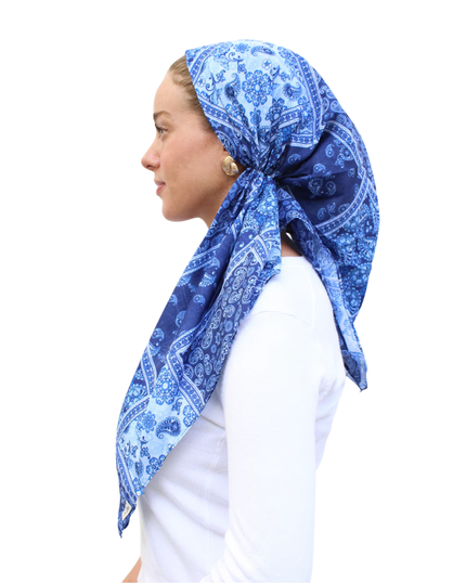 Scarf Bar Bluebell Meadow Open Back Adjustable Pre-Tied Bandanna with Velvet Grip Myselflingerie.com