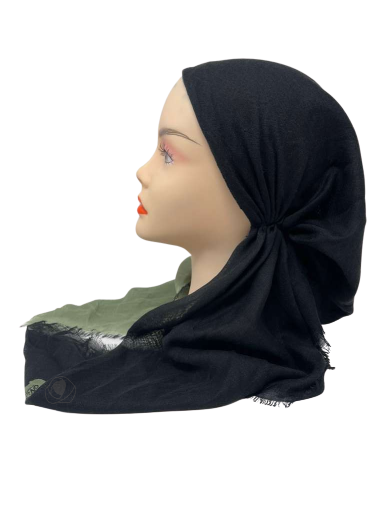 Revaz HS707A/S Black and Olive Ombre Adjustable Pre-Tied Bandanna with Velvet Grip Myselflingerie.com